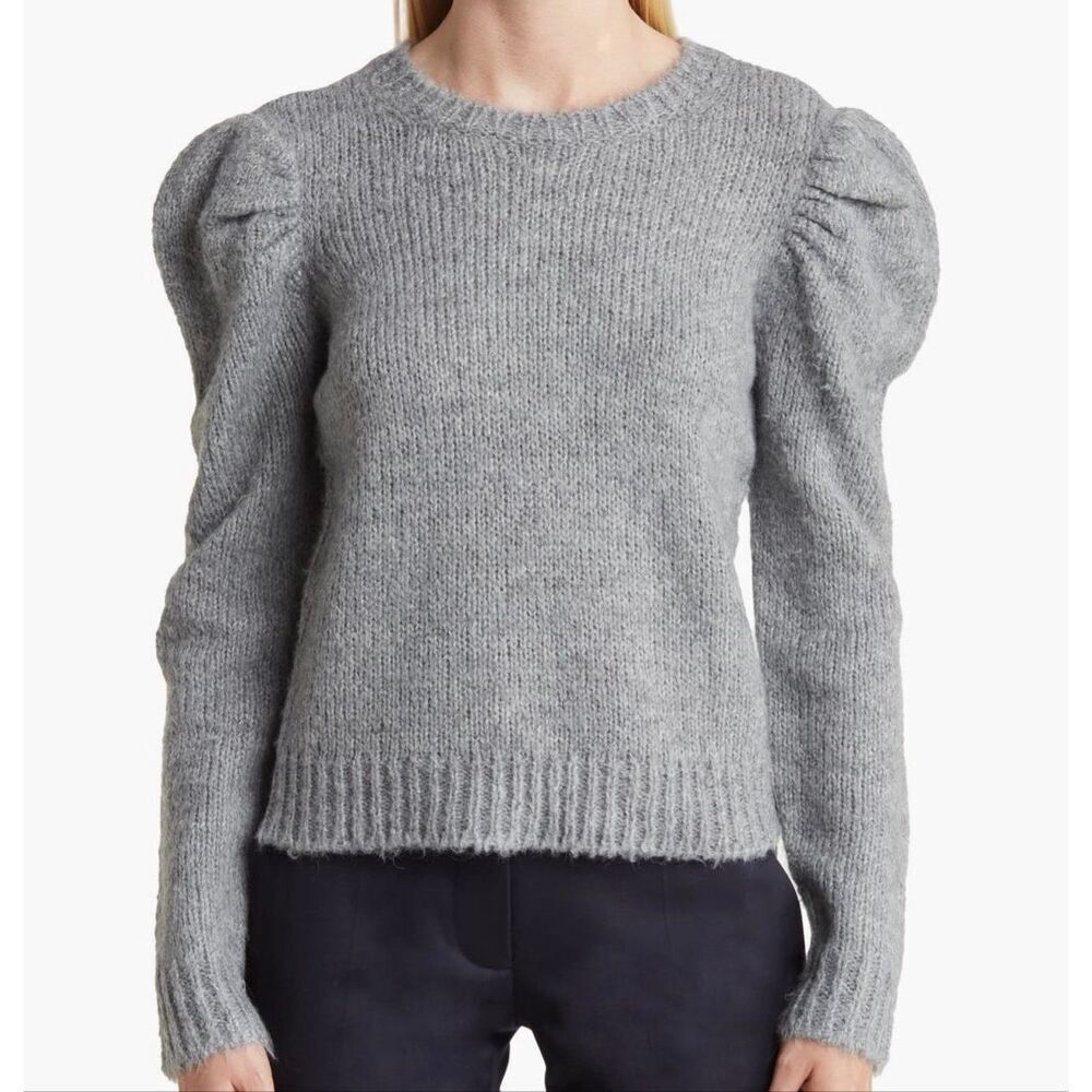Derek Lam 10 Crosby Locken Puff Sleeve Sweater gray alpaca-blend sz XS NWT